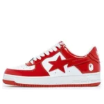 A BATHING APE BAPE STA Leather Low 'Red White'