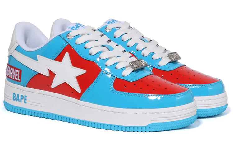 A BATHING APE x Marvel Bape Sta Low 'Blue Captain America' - Image 2