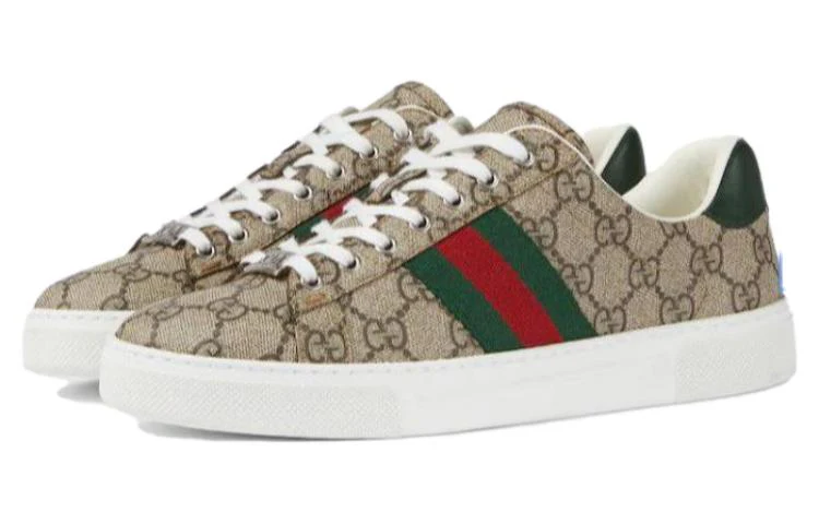 Ace Sneaker With Web 'Beige Ebony GG Supreme' - Image 2